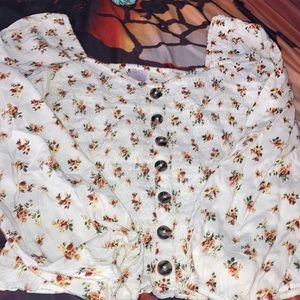 White Flowered off the shoulder shirt